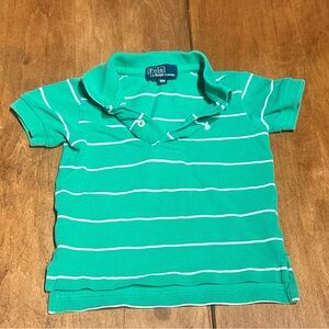 Polo Ralph Lauren Baby Striped Polo - 18 M - Green and White